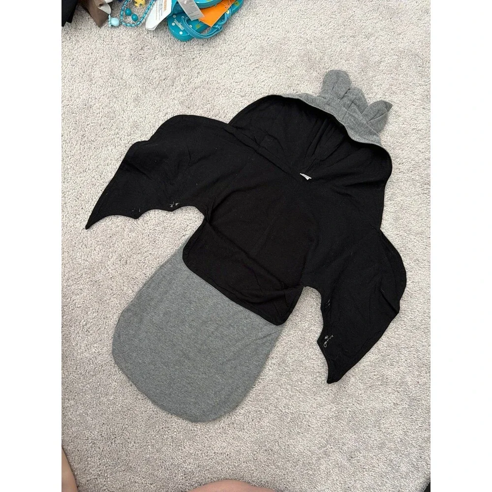 Bat Swaddle Gray & Black Baby Cozy Halloween Goth Infant Wrap
